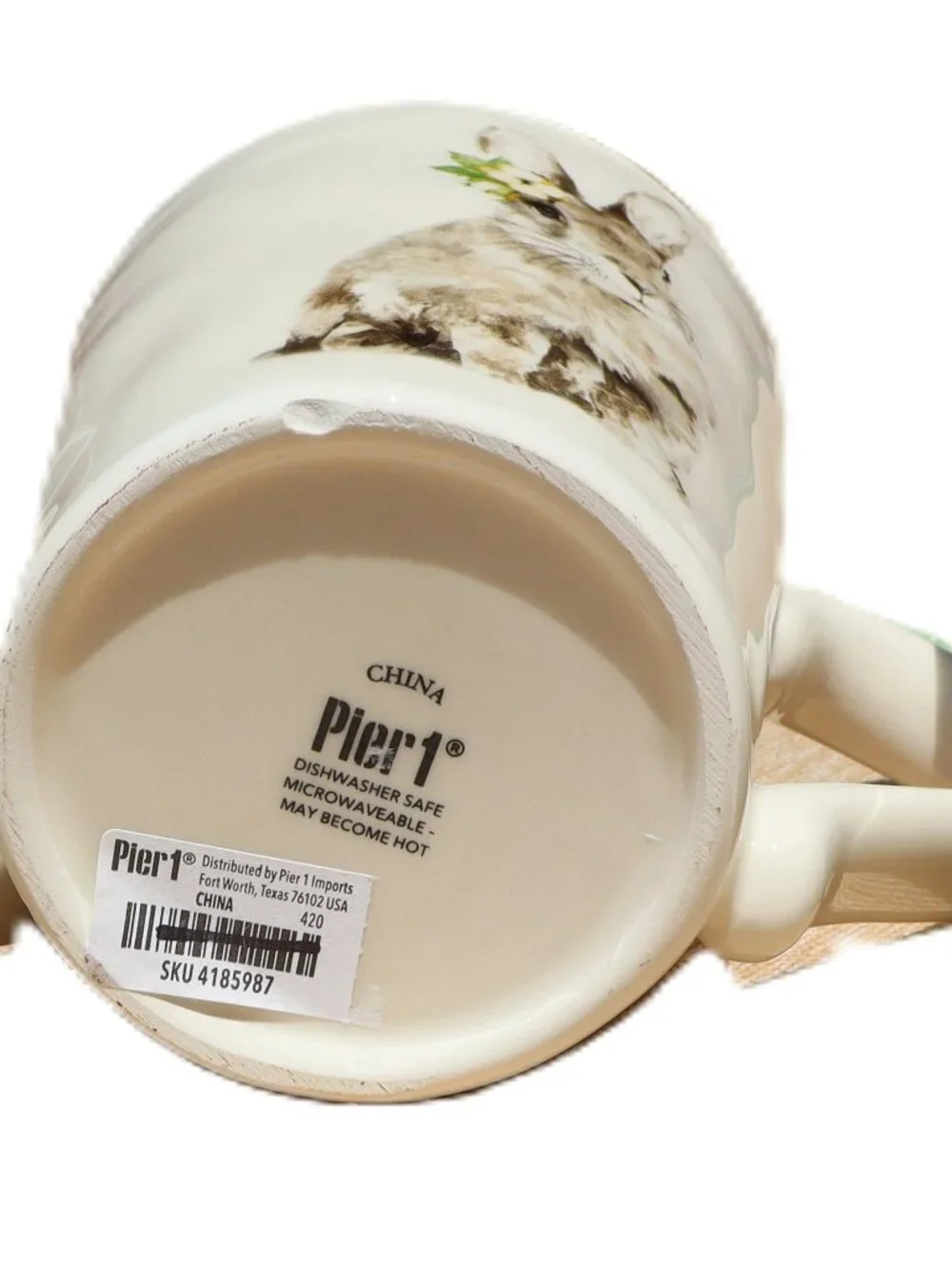 Pier 1 Porcelain Easter Mugs Assorted Colors Butterfly on Handles Set of 3